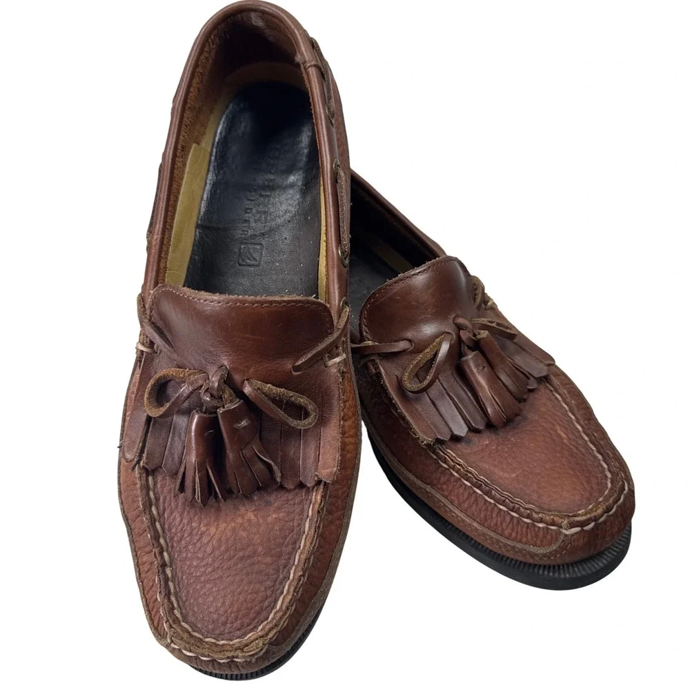 Sperry Top-Sider Kiltie Tassel Loafers Men 9.5M Brown Leather Boat Shoes 0673418